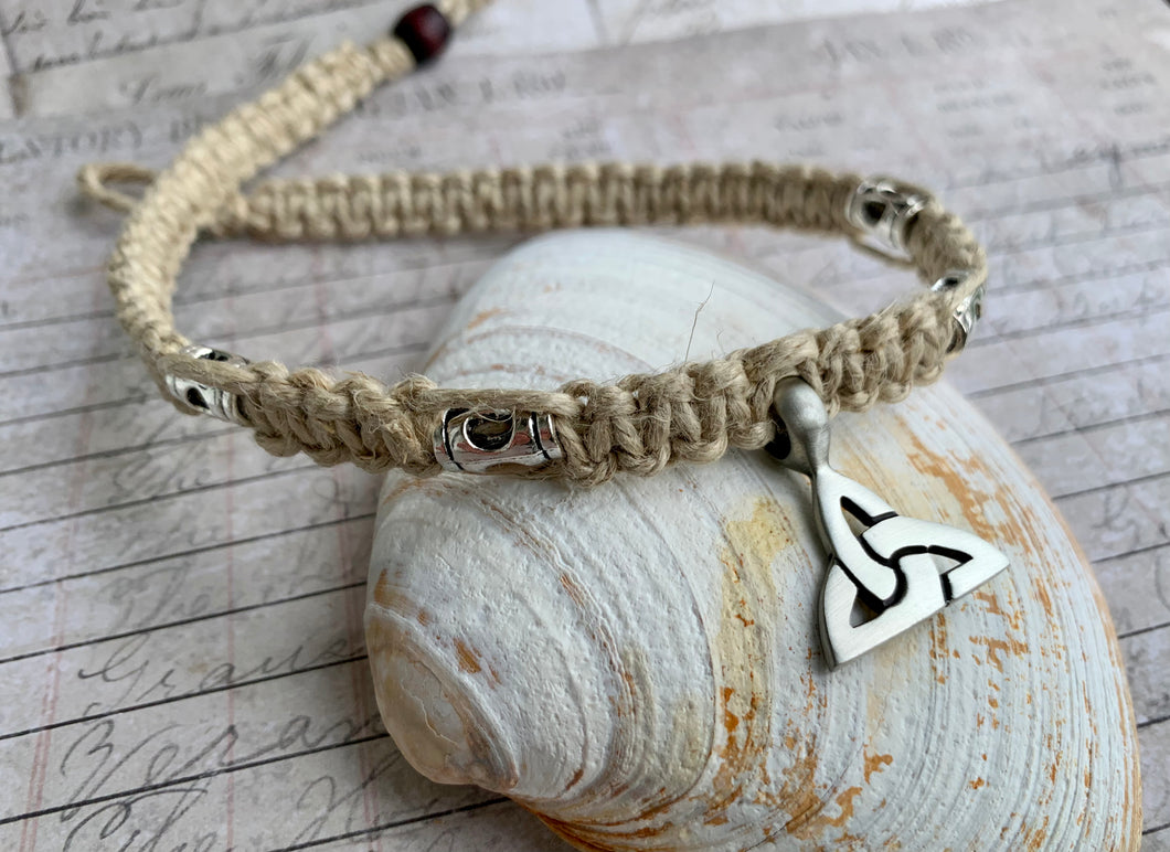 Surfer Phatty Thick Hemp Necklace With Celtic Triquetra Knot