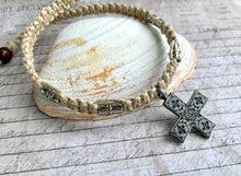 Load image into Gallery viewer, Surfer Phatty Thick Hemp Necklace With Celtic Cross
