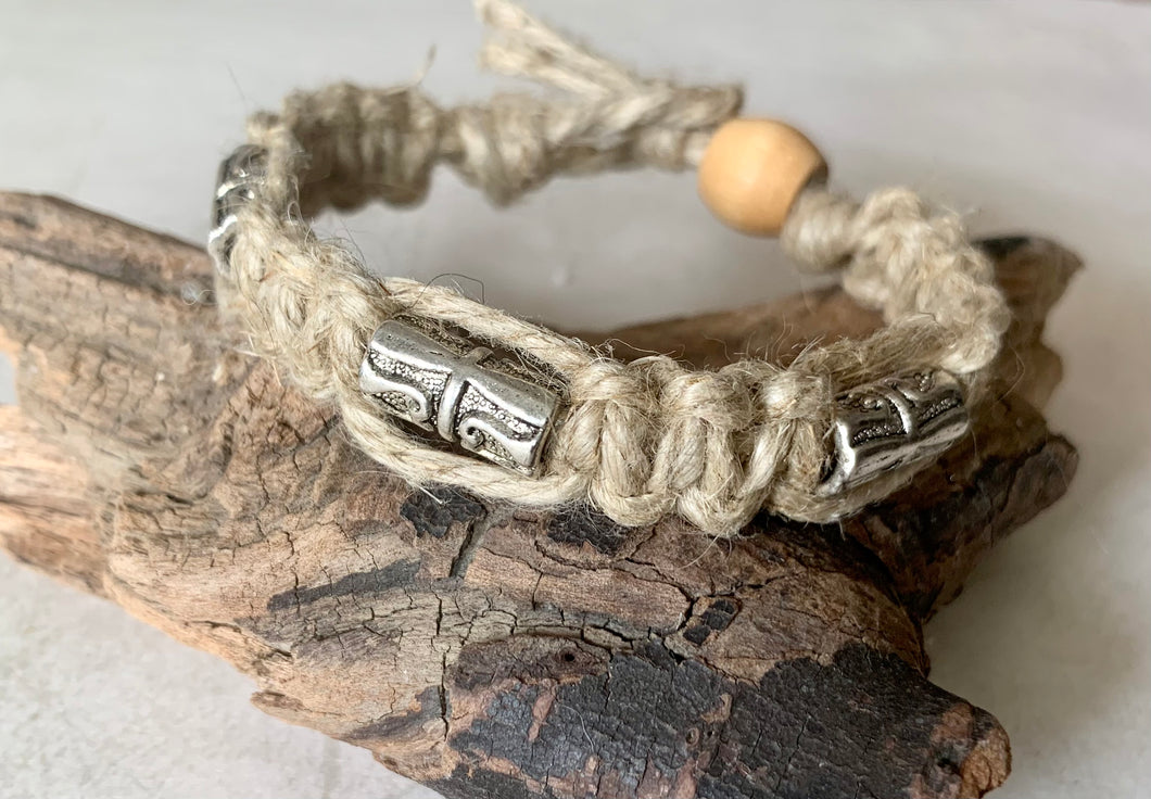 Surfer Hemp Bracelet Phatty Pewter Beads