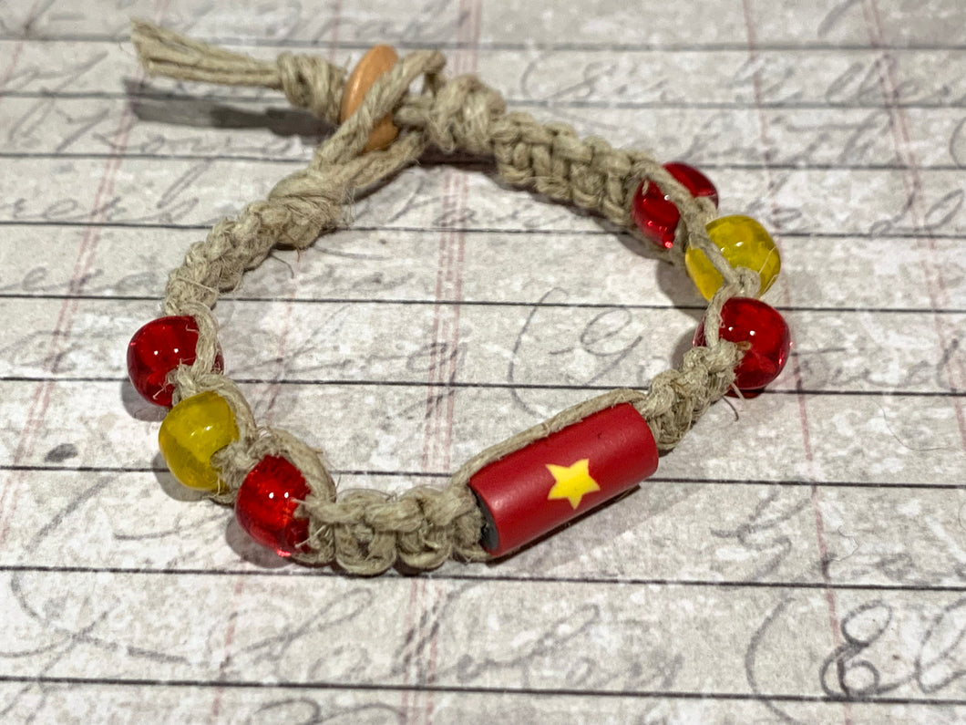 Hemp Bracelet with Vietnam Flag Beads
