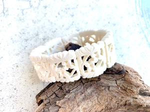 Tribal Carved Bone Bracelet Flowers