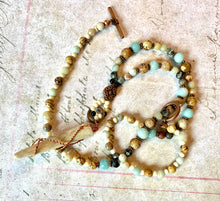 Load image into Gallery viewer, Antler Tip Necklace Amazonite Horn Primitive Jewelry, Tribal Necklace, Rustic Choker
