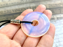 Load image into Gallery viewer, Leather Necklace With Opal Glass Donut
