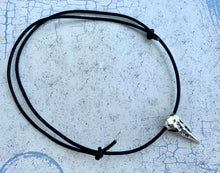 Load image into Gallery viewer, Leather Necklace With Pewter Bird Skull
