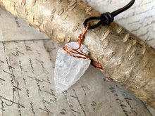 Load image into Gallery viewer, Arrowhead Leather Necklace Quartz Real Stone, Primitive Jewelry, Men&#39;s Tribal Necklace
