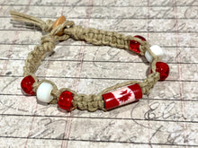 Load image into Gallery viewer, Hemp Bracelet with Canada Flag Beads

