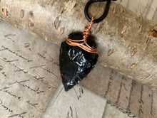 Load image into Gallery viewer, Arrowhead Leather Necklace Obsidian Real Stone, Primitive Jewelry, Men&#39;s Tribal Necklace
