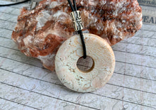 Load image into Gallery viewer, Leather Necklace With Magnesite Donut

