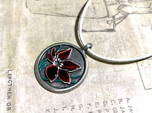 Load image into Gallery viewer, Leather Necklace With Pewter Flower Pendant
