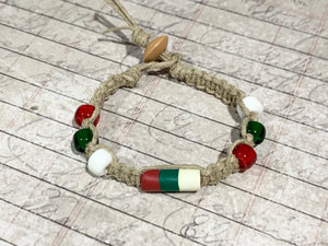 Hemp Bracelet with Italian Flag Beads