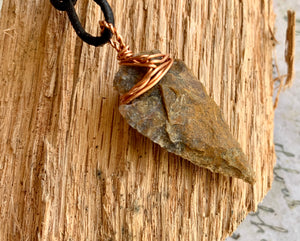 Arrowhead Leather Necklace Flint Real Stone, Primitive Jewelry, Men's Tribal Necklace