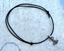 Load image into Gallery viewer, Leather Necklace With Pewter Thors Hammer
