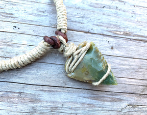 Arrowhead Leather Necklace Jasper Real Stone, Primitive Jewelry, Men's Tribal Necklace