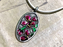 Load image into Gallery viewer, Leather Necklace With Pewter Flower Pendant
