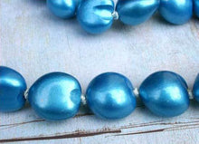 Load image into Gallery viewer, Kukui Nut Lei Necklace Hawaii Metallic Blue 32 inches Free Shipping - sunnybeachjewelry
