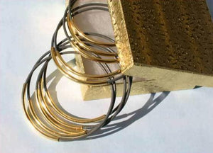 Leather Bangles Bracelets Grey Gold Or Silver Metal Tubes - sunnybeachjewelry