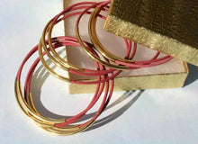 Load image into Gallery viewer, Leather Bangles Bracelets Rose Gold Or Silver Metal Tubes - sunnybeachjewelry
