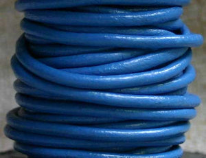 Leather Cord Blue Round 1mm 1.5mm 2mm 3mm - 1 meter - sunnybeachjewelry