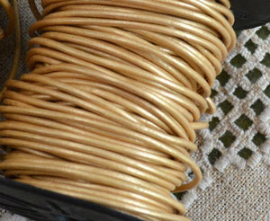 Leather Cord Metallic Gold 1mm 1.5mm 2mm 3mm - 1 meter - sunnybeachjewelry