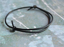 Load image into Gallery viewer, Leather Mens Bracelet Surfer Style 2mm - sunnybeachjewelry
