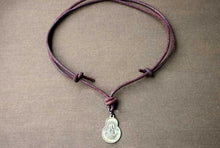 Load image into Gallery viewer, Leather Necklace With Buddha Coin Pendant - sunnybeachjewelry
