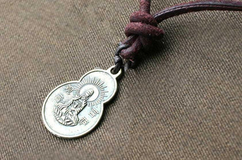 Leather Necklace With Buddha Coin Pendant - sunnybeachjewelry