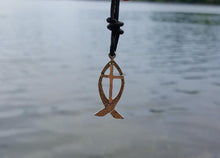 Load image into Gallery viewer, Leather Necklace With Fisherman&#39;s Cross - sunnybeachjewelry
