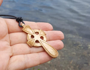 Leather Necklace With Large Bone Cross - sunnybeachjewelry