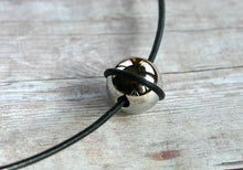 Load image into Gallery viewer, Leather Necklace With Modern Stainless Steel Ball - sunnybeachjewelry
