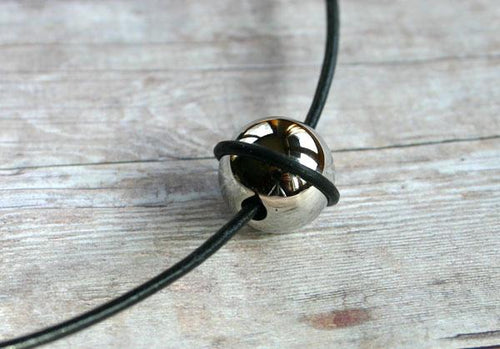 Leather Necklace With Modern Stainless Steel Ball - sunnybeachjewelry