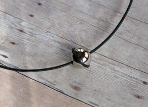 Leather Necklace With Modern Stainless Steel Ball - sunnybeachjewelry
