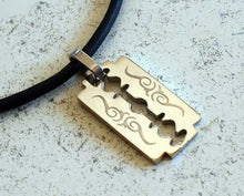 Load image into Gallery viewer, Leather Necklace With Modern Stainless Steel Blade Pendant - sunnybeachjewelry
