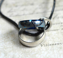 Load image into Gallery viewer, Leather Necklace With Modern Stainless Steel Blue Ring - sunnybeachjewelry
