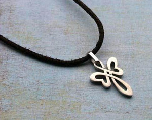 Leather Necklace With Modern Stainless Steel Cross - sunnybeachjewelry