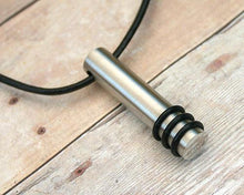 Load image into Gallery viewer, Leather Necklace With Modern Stainless Steel Cylinder Pendant - sunnybeachjewelry
