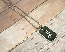 Load image into Gallery viewer, Leather Necklace With Modern Stainless Steel Dog Tag Pendant - sunnybeachjewelry
