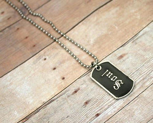 Leather Necklace With Modern Stainless Steel Dog Tag Pendant - sunnybeachjewelry