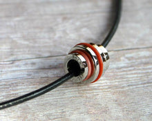 Load image into Gallery viewer, Leather Necklace With Modern Stainless Steel Pendant - sunnybeachjewelry
