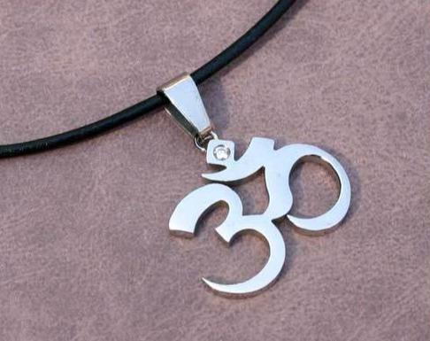Leather Necklace With Yoga Stainless Steel Pendant - sunnybeachjewelry