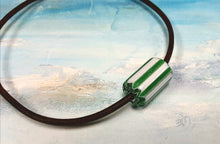 Load image into Gallery viewer, Leather Surfer Necklace Handmade Chevron Glass Beads - sunnybeachjewelry
