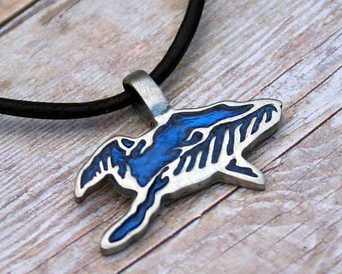 Leather Surfer Necklace With Pewter Blue Whale - sunnybeachjewelry