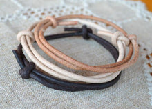 Load image into Gallery viewer, Leather Wrap Bracelet Surfer Style 3mm Distressed Leather - sunnybeachjewelry
