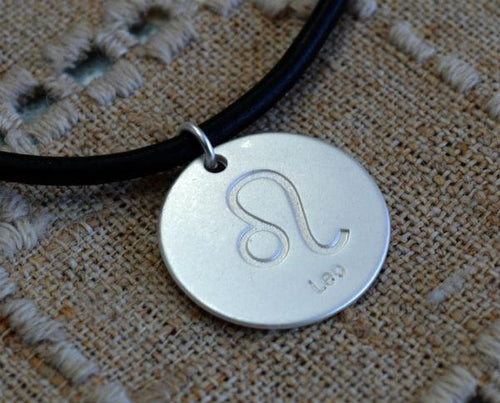 Leo Zodiac Sign Leather Necklace Astrology Gift - sunnybeachjewelry
