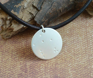 Libra Zodiac Sign Leather Necklace Astrology Gift - sunnybeachjewelry