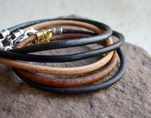 Mens Bracelet Black Leather - sunnybeachjewelry