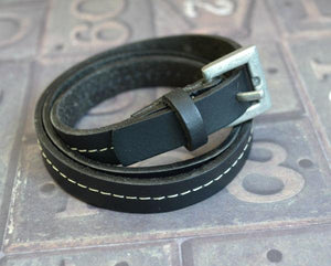 Mens Wrap Bracelet Black Leather Triple Wraps Buckle Closure - sunnybeachjewelry