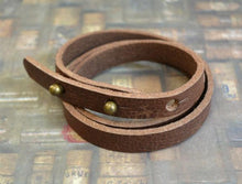Load image into Gallery viewer, Mens Wrap Bracelet Brown Leather Triple Wraps Slit Closure - sunnybeachjewelry
