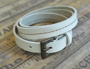 Mens Wrap Bracelet White Leather Triple Wraps Buckle Closure - sunnybeachjewelry