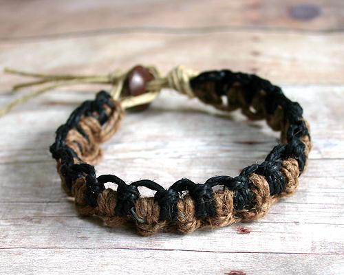Natural Hemp Bracelet Unisex Black Brown - sunnybeachjewelry