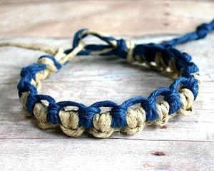 Natural Hemp Bracelet Unisex Blue Natural - sunnybeachjewelry